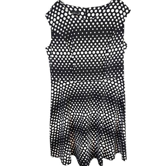 ALX Women's Dress 16 Size Black White Dot  Misses XL Extra Large - Picture 1 of 6
